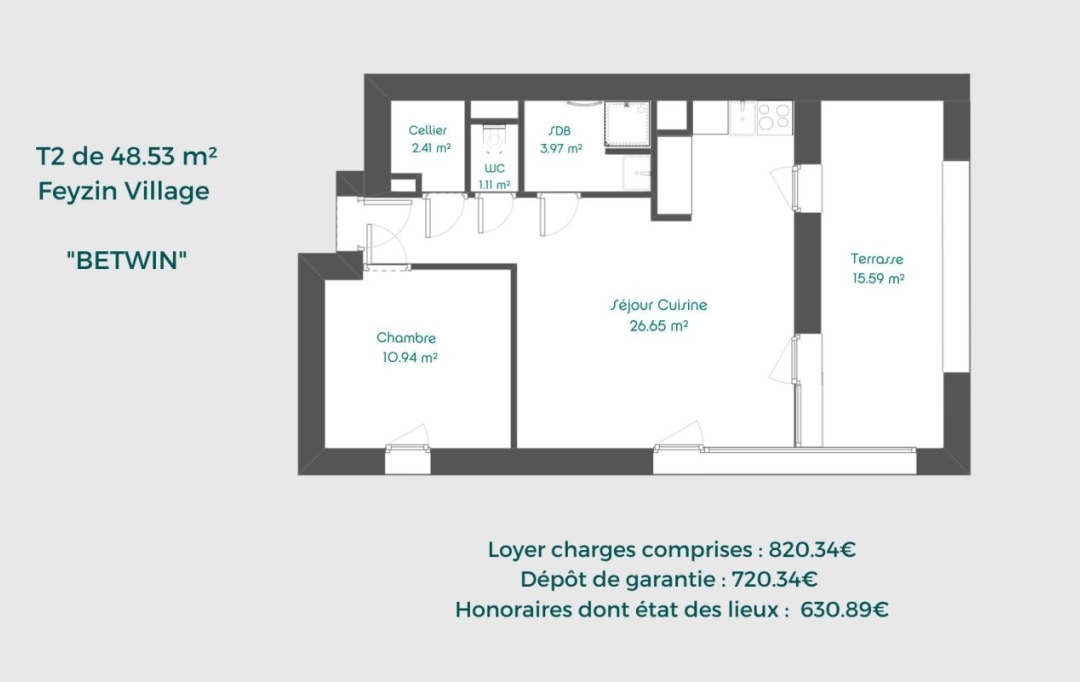 Annonces OULLINS : Appartement | FEYZIN (69320) | 49 m2 | 820 € 